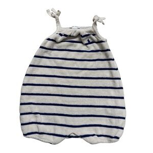 Ralph Lauren Striped Blue White Bubble Romper Nautical Baby Boy 12M Terry Cloth